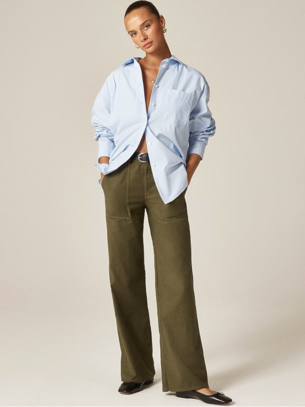 Camp-pocket wide-leg pant